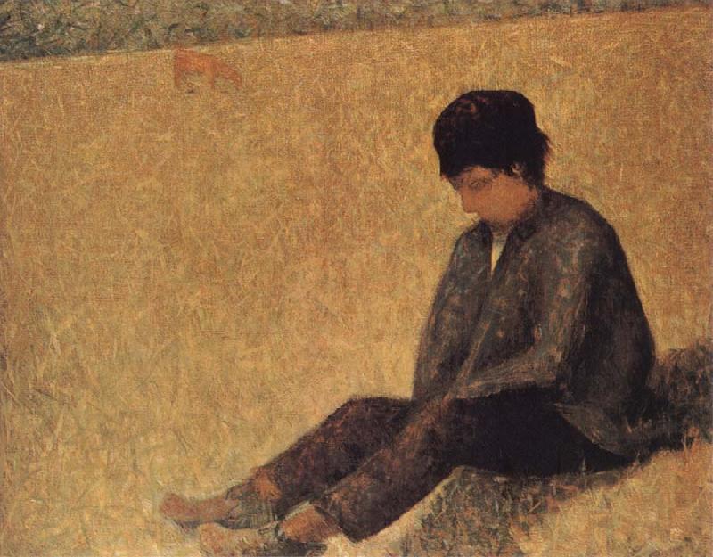 Georges Seurat The small Peasant sat on the lawn of the Pasture china oil painting image